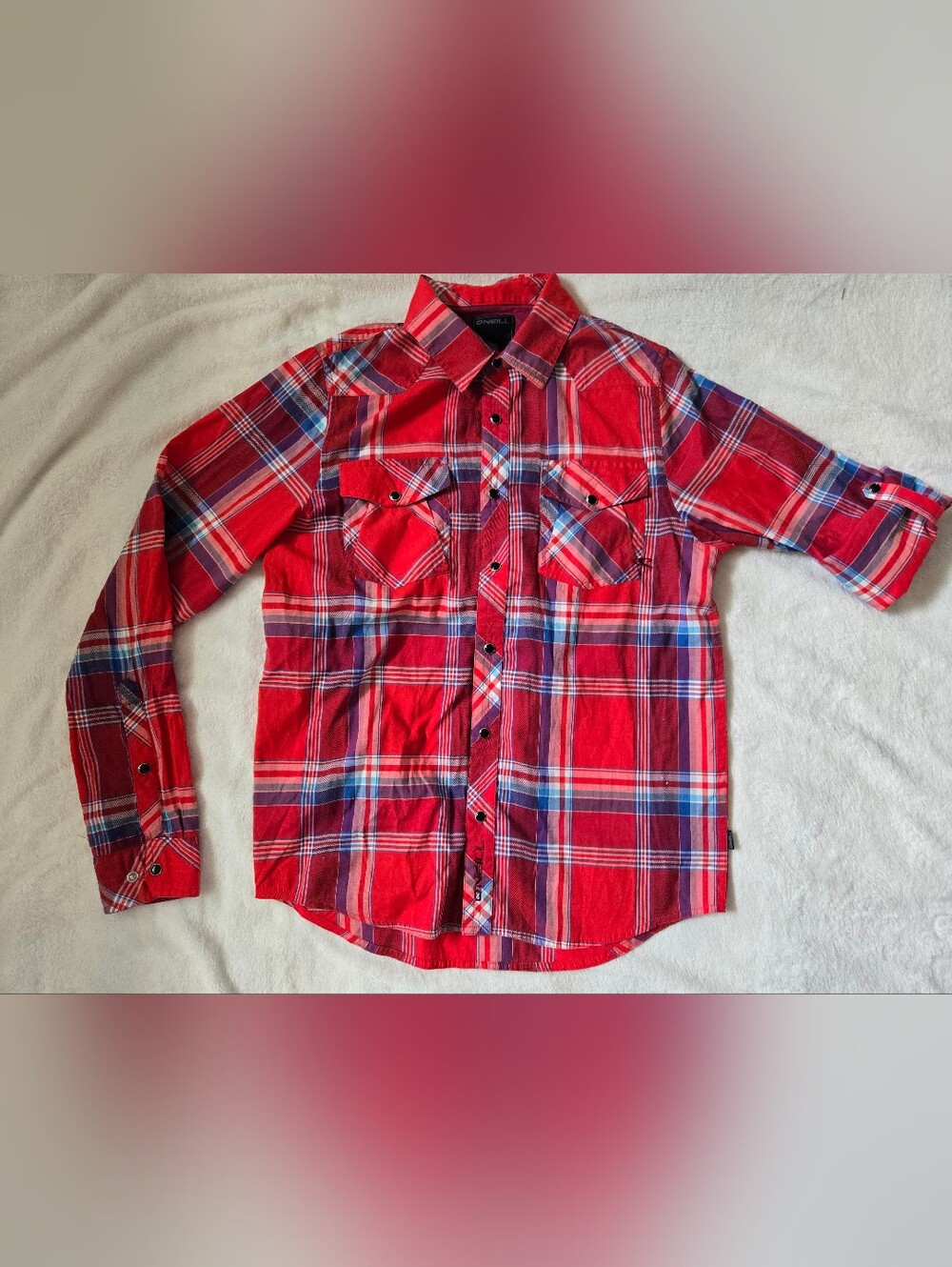 O'Neill Red Plaid Short-Sleeve Button-Down Shirt